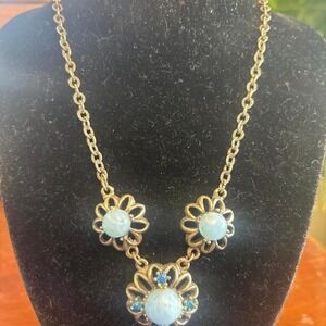 Vintage Blue Moonstone & Sapphire Necklace Moon Magic Costume Jewelry Choker